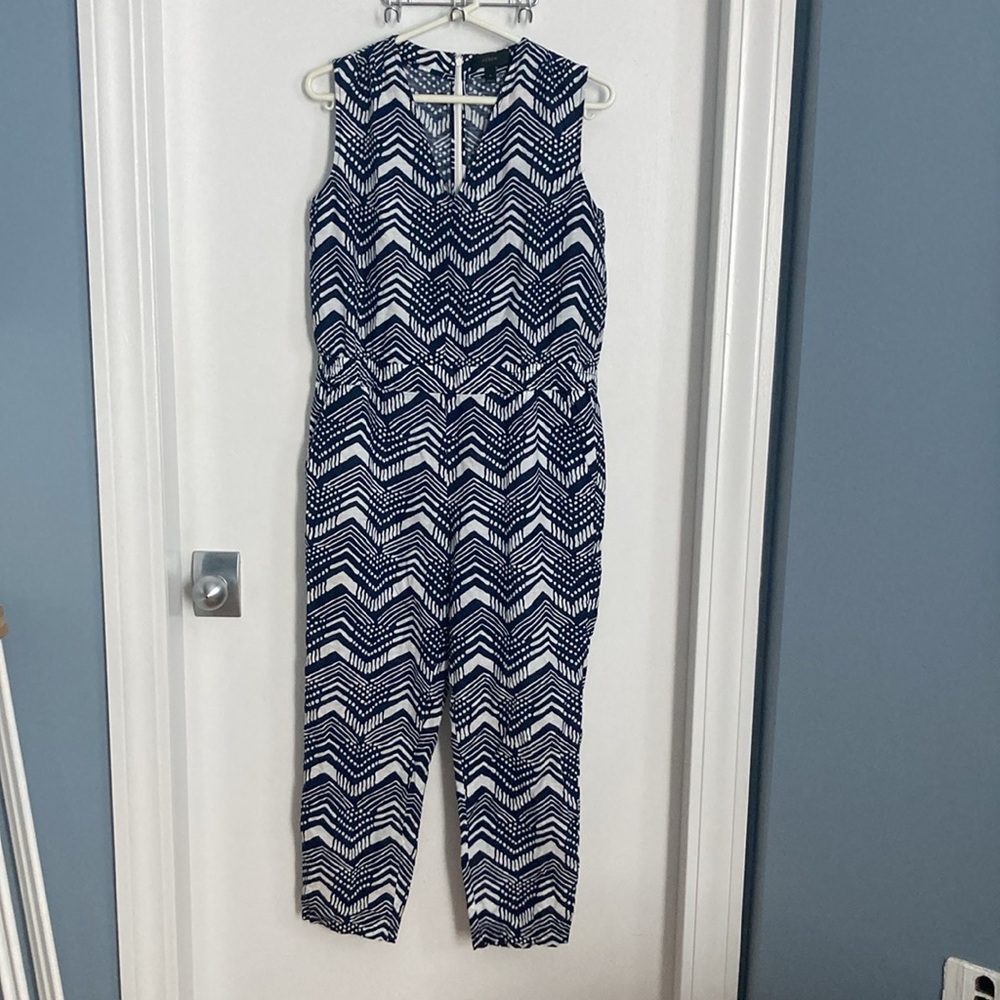 J.Crew jumpsuit navy white size 6 - Picture 2 of 8